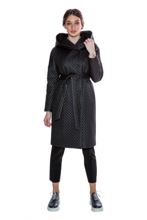 Женское пальто из текстиля с капюшоном 8011623