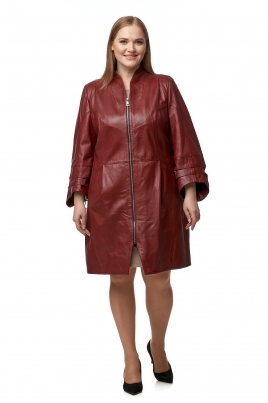 Демисезонное женское кожаное пальто из натуральной кожи с воротником