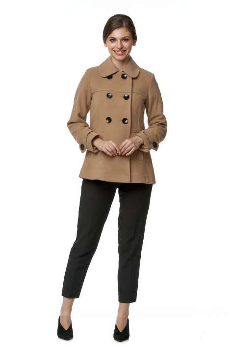 Женское пальто из текстиля с воротником 8017760