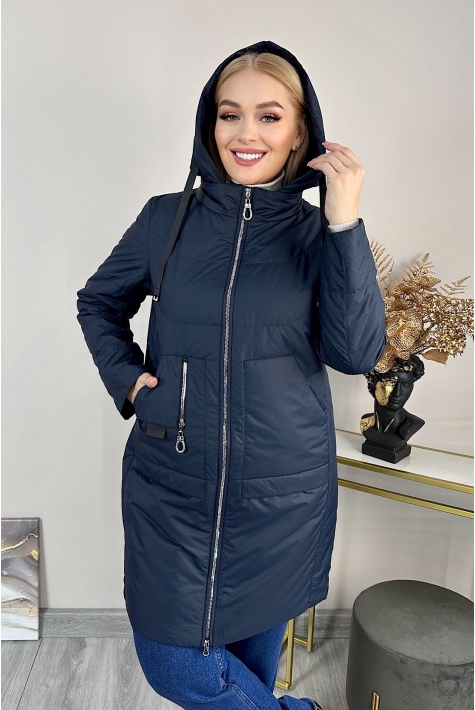 Женское пальто из текстиля с капюшоном 8024106